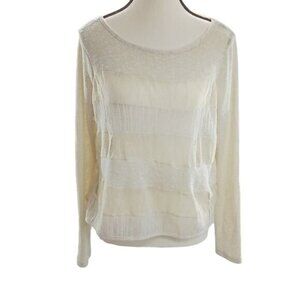 Pins & Needles Cream Lace Knit Top Long Sleeve Womens Size Medium